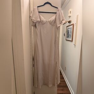 Selfie Leslie Park Avenue Flutter Sleeve Cream Dress Satin Sheen XXL